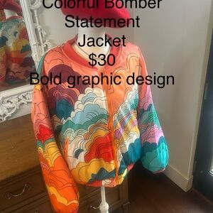 Colorful Graphic Bomber Jacket